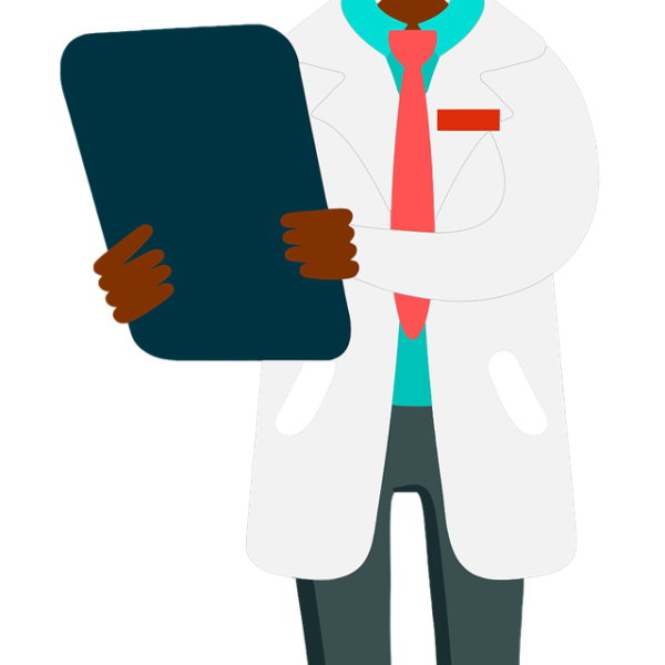 African American doctor holding a clipbpoard