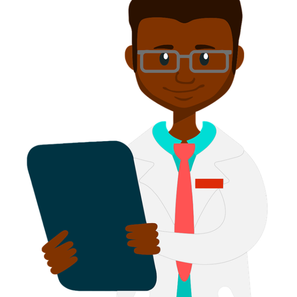 African American doctor holding a clipbpoard